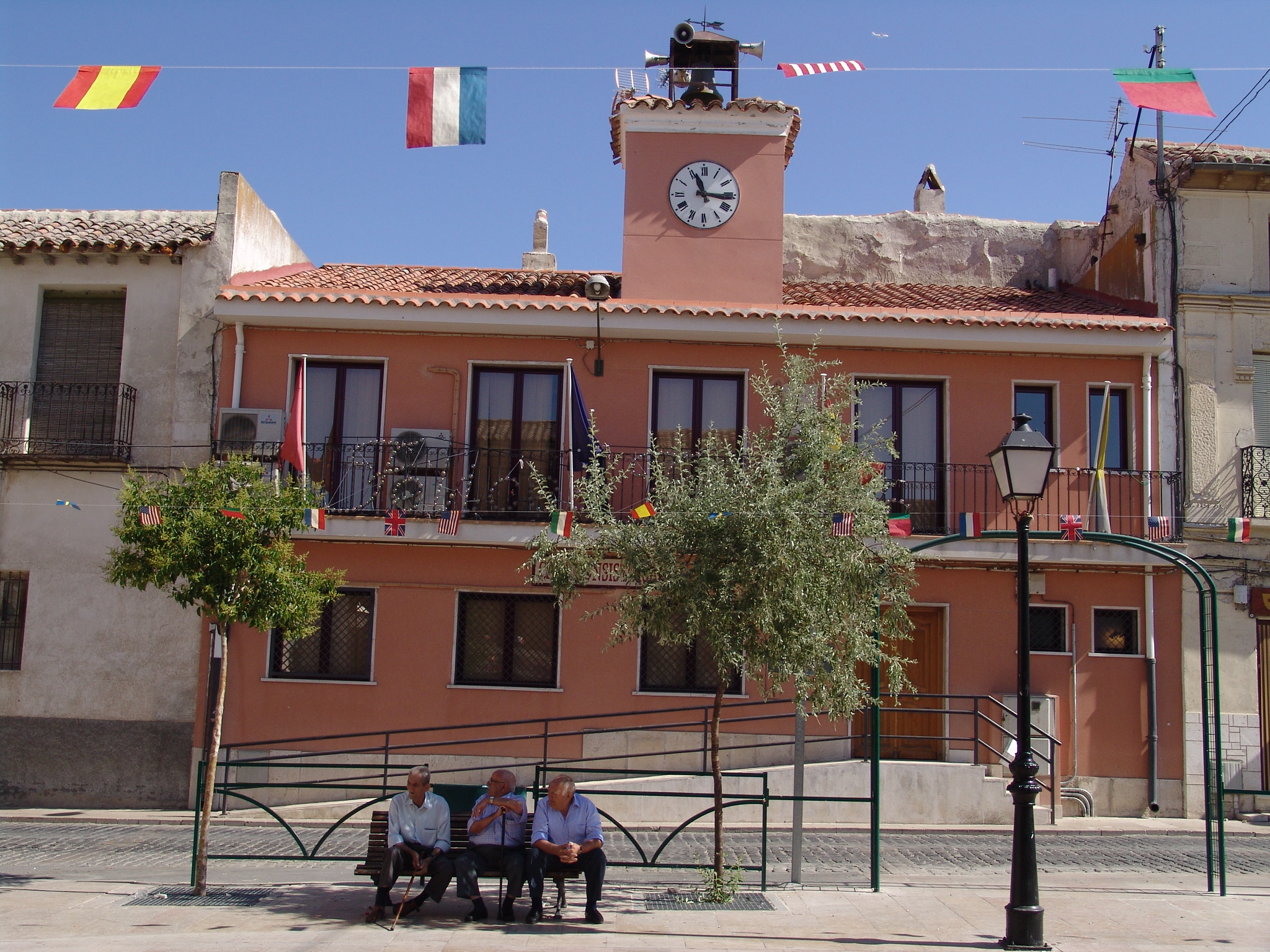 View of Constitution Square, with the façade of the Town Hall as its central feature.