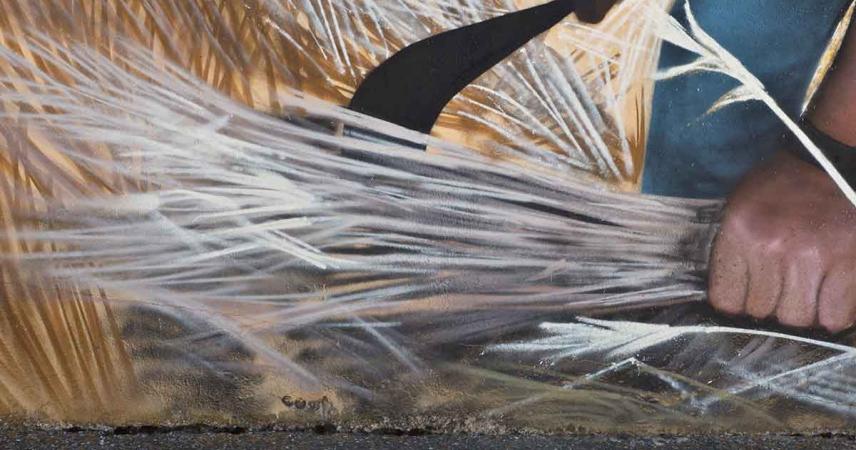 Peinture murale d&#39;un homme en train de tondre