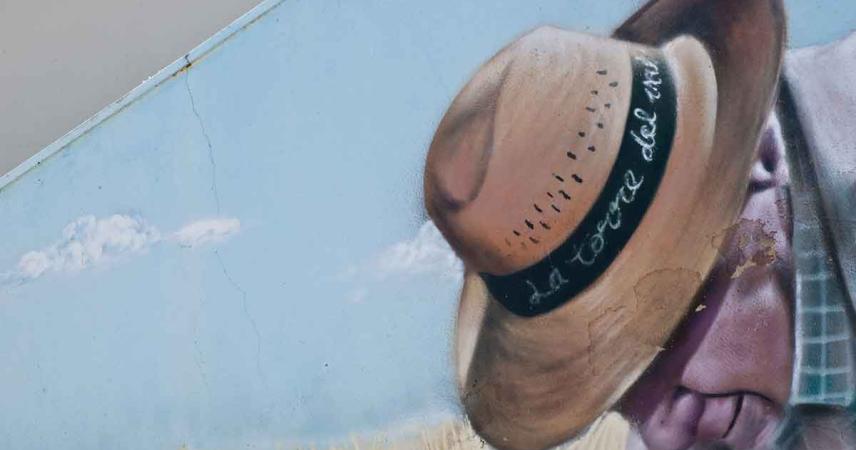 Peinture murale d&#39;un homme en train de tondre