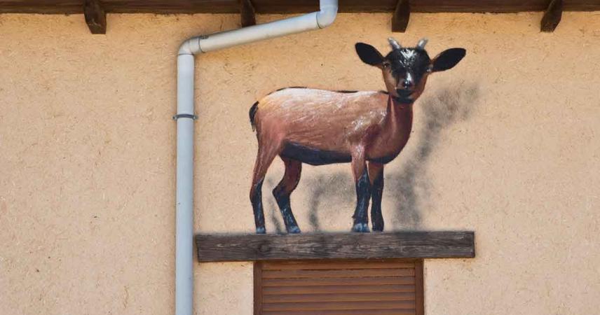Peinture murale de ferme dans les tons bruns